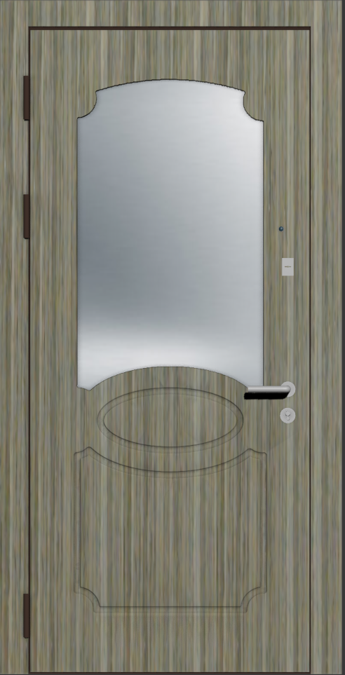 Входная дверь с отделкой шпон серый с зеркалом